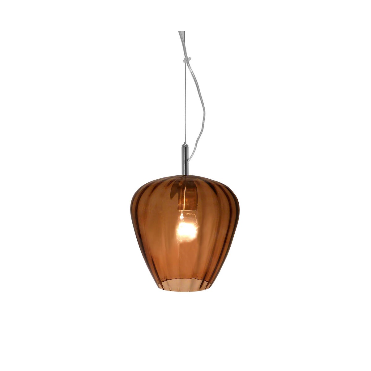 Hermione Pendant (Sm) - Nickel, Brown Lineo Glass