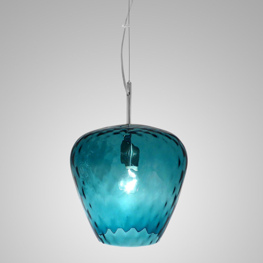 Hermione Pendant (Lg) - Nickel, Smoke Blue Tuft Glass