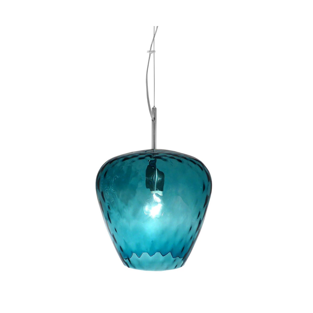 Hermione Pendant (Lg) - Nickel, Smoke Blue Tuft Glass