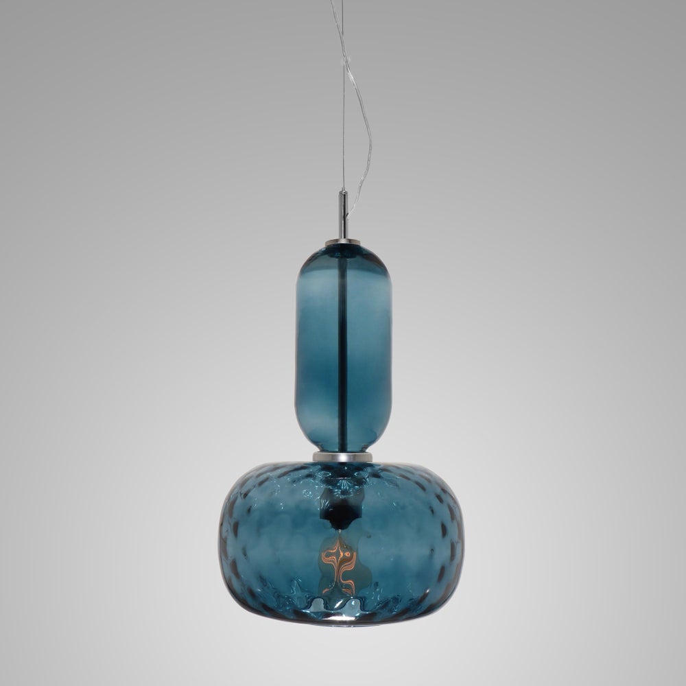 Hooray Henry Pendant - Nickel, Marine Blue Tuft Glass