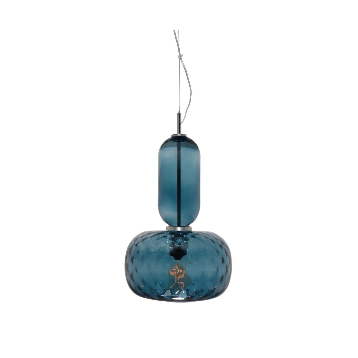 Hooray Henry Pendant - Nickel, Marine Blue Tuft Glass