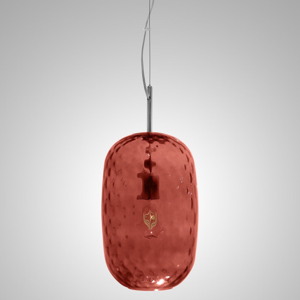 Lady Di Oval Pendant - Nickel, Marsala Tuft Glass