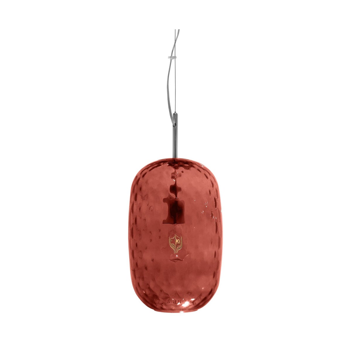 Lady Di Oval Pendant - Nickel, Marsala Tuft Glass