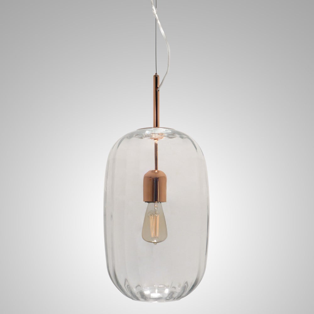 Lady Di Oval Pendant - Copper, Cristale Lineo Glass