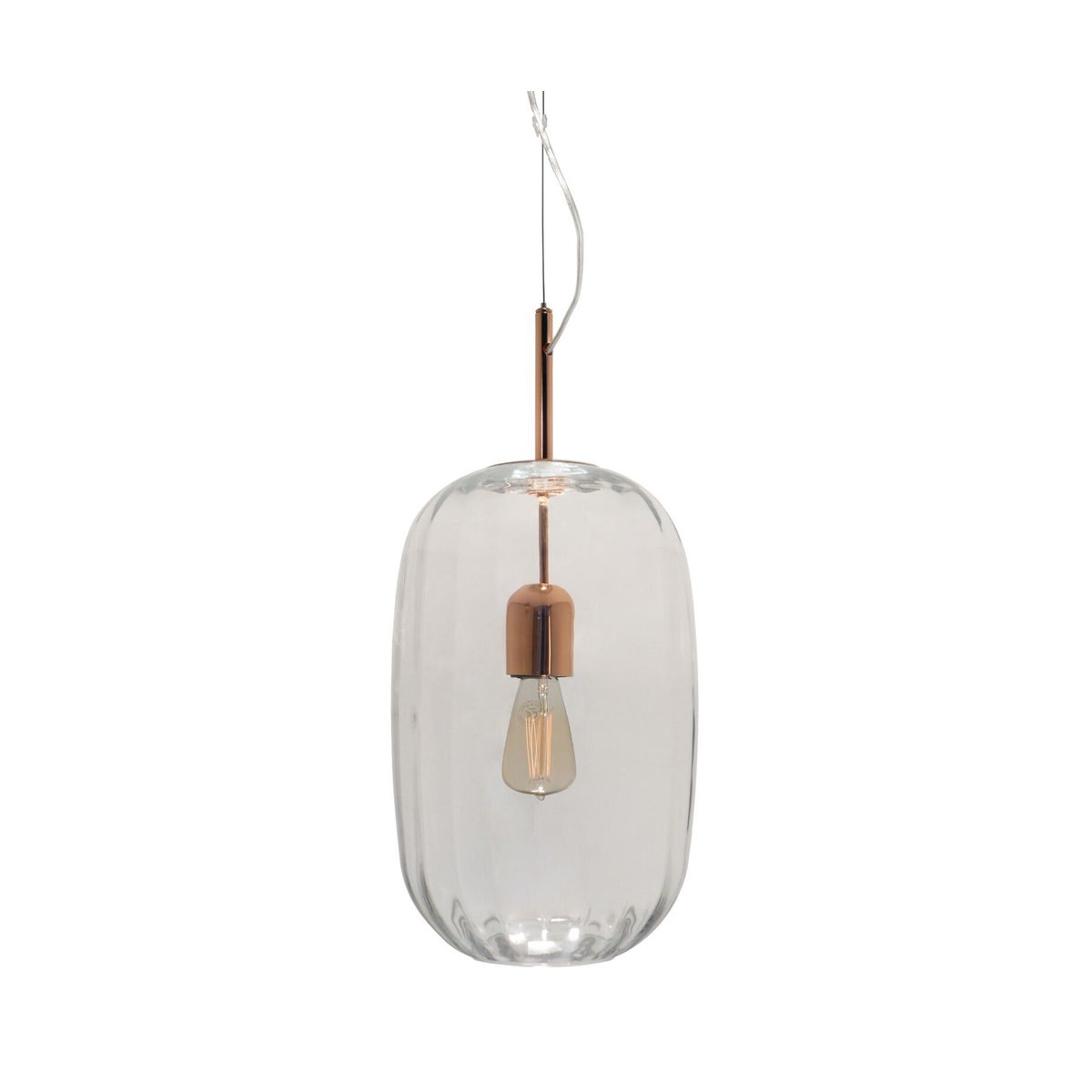 Lady Di Oval Pendant - Copper, Cristale Lineo Glass