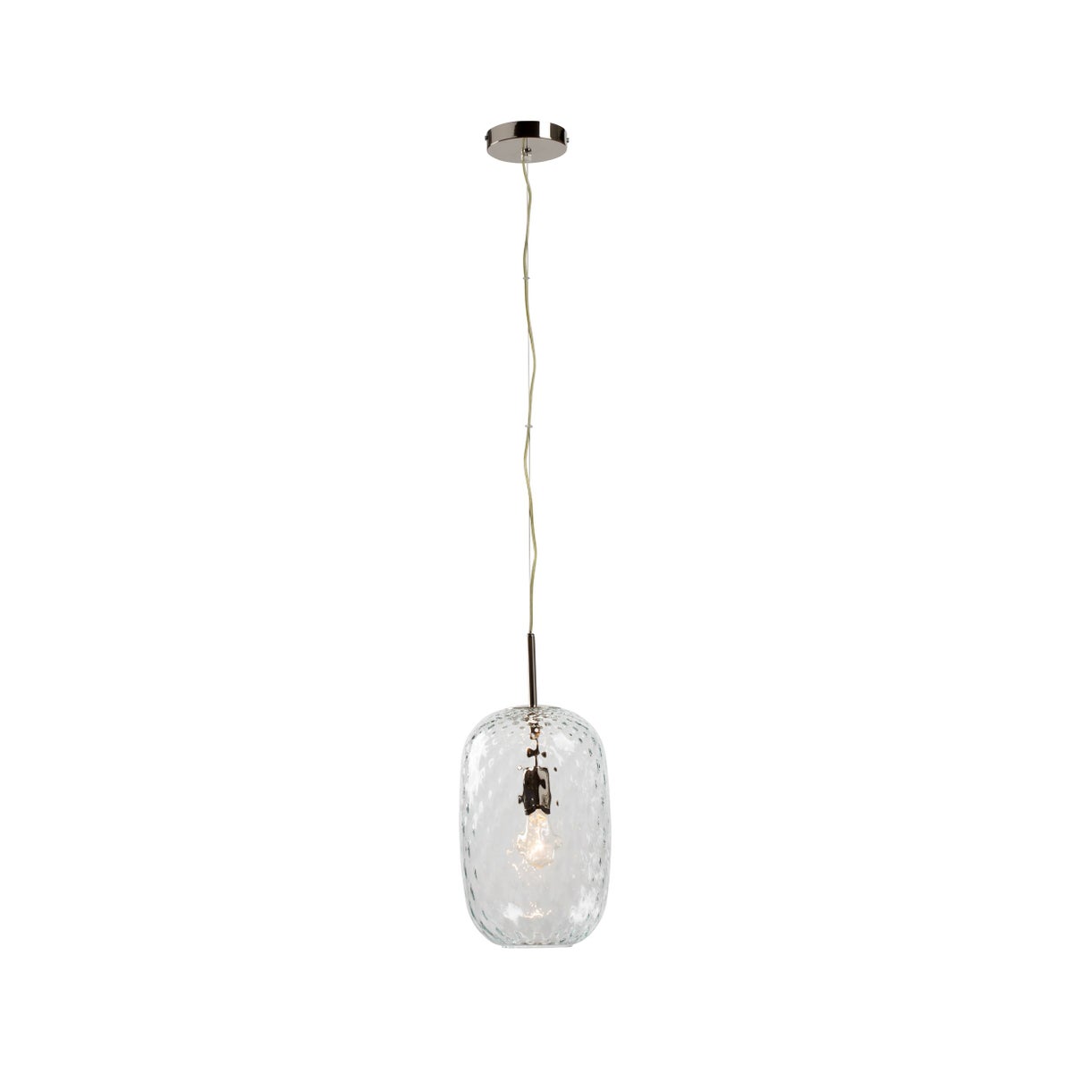 Lady Di Oval Pendant - Nickel, Cristale Tuft Glass