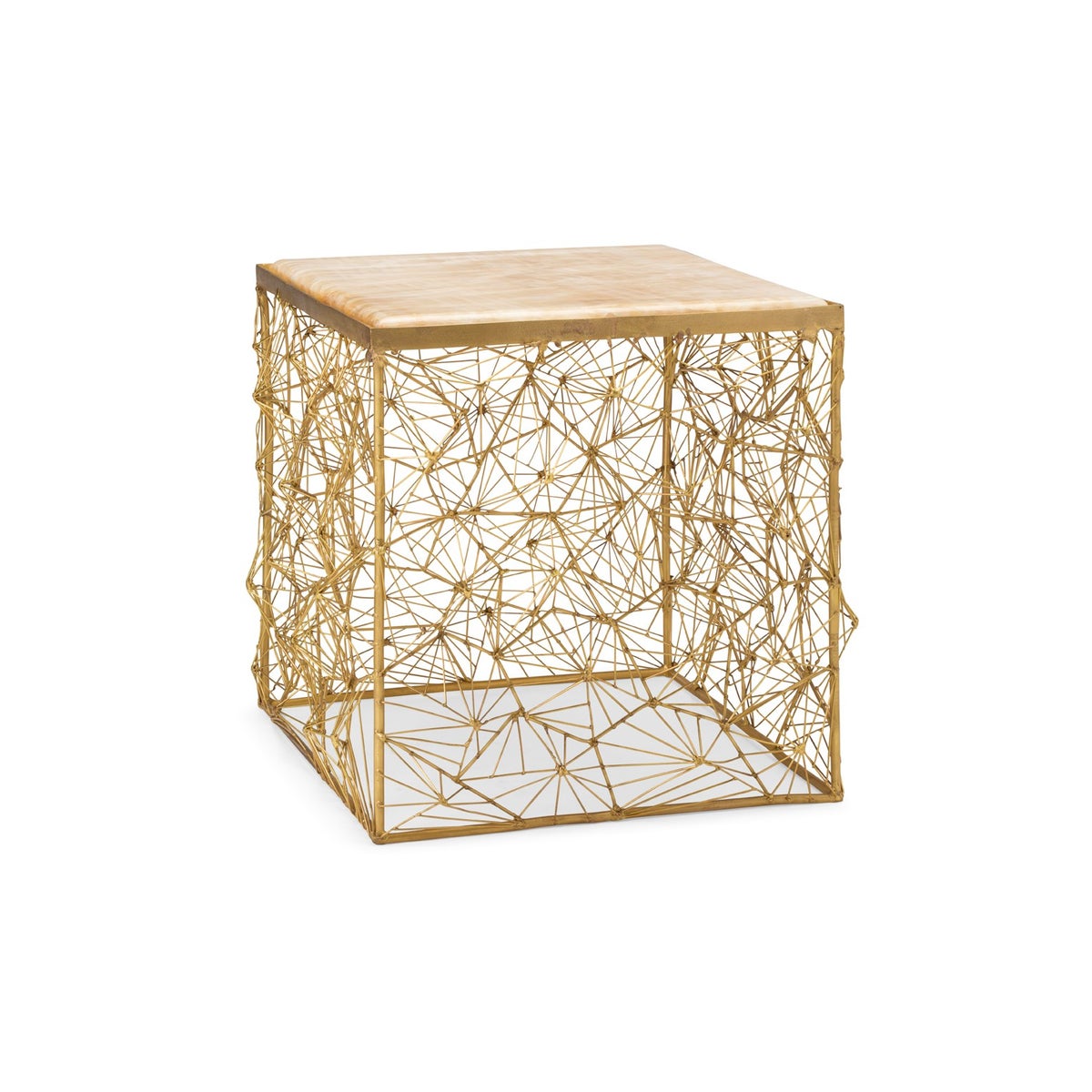 Momo Table - Natural Brass, Glazed Marble