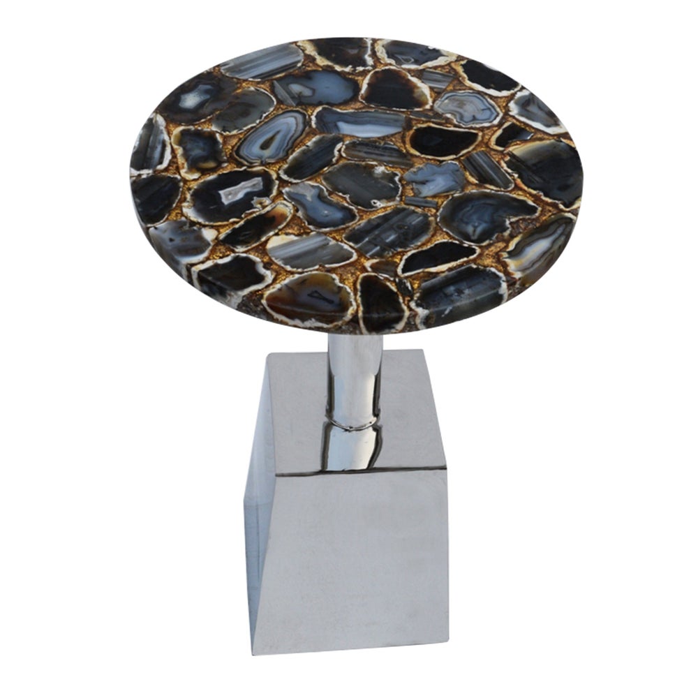 Billie Accent Table (Square) - Agate Top, Gold Infused