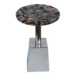 Billie Accent Table (Square) - Agate Top, Gold Infused