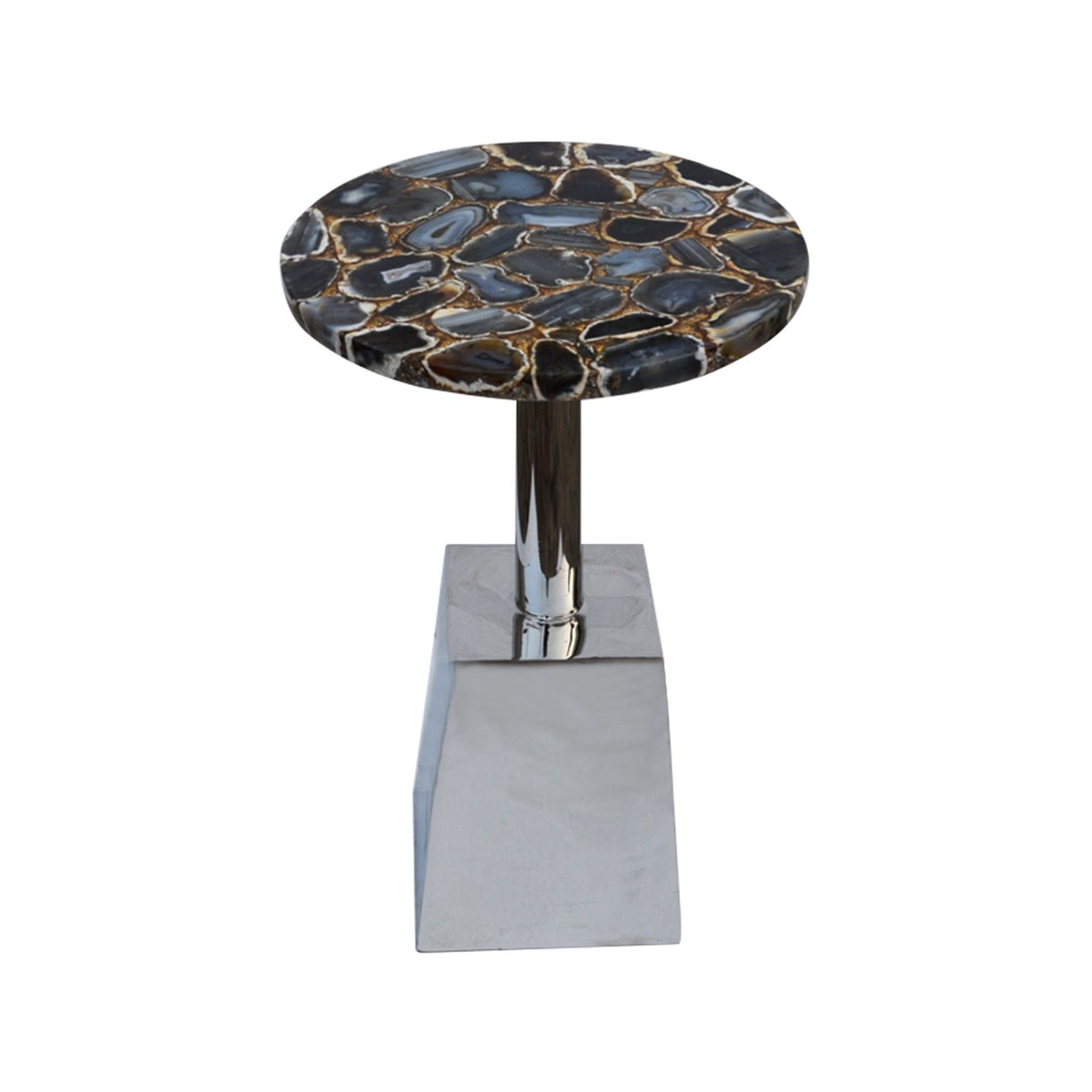 Billie Accent Table (Square) - Agate Top, Gold Infused