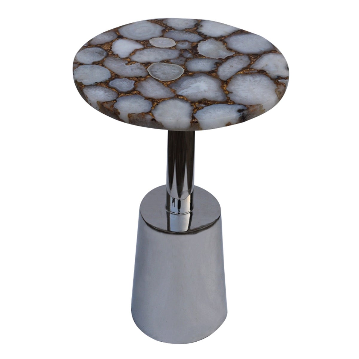 Billie Accent Table (Round) - Ivory Top, Gold Infused