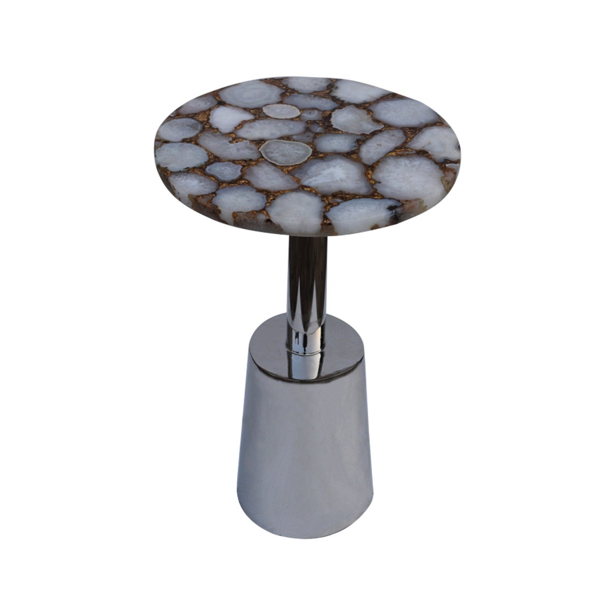 Billie Accent Table (Round) - Ivory Top, Gold Infused