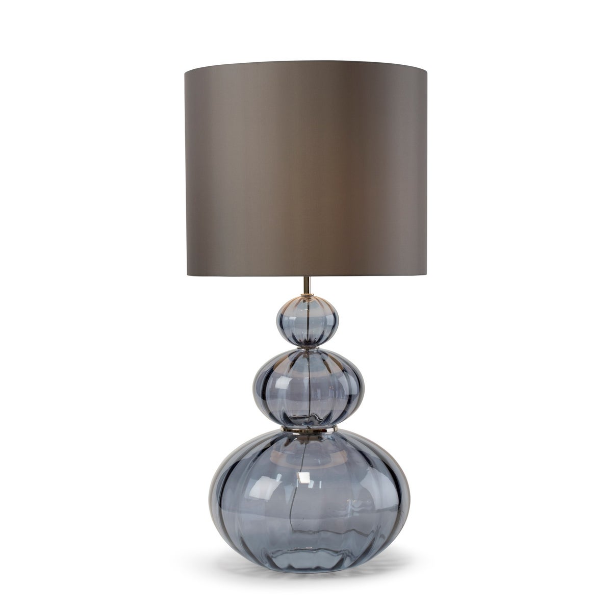 Maggie May Table Lamp - Nickel, Smoke Blue Lineo Glass