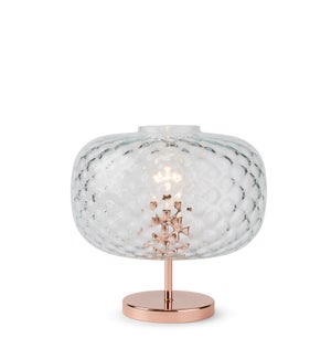 Charlotte Flat Table Lamp - Copper, Cristale Tuft Glass