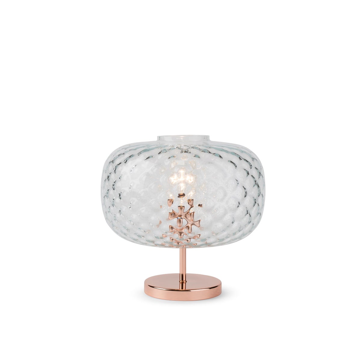 Charlotte Flat Table Lamp - Copper, Cristale Tuft Glass