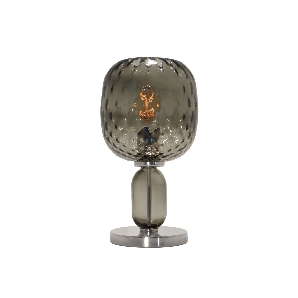 Hooray Harriet Table Lamp - Nickel, Smoke Green Tuft Glass