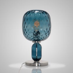 Hooray Harriet Table Lamp - Nickel, Marine Blue Tuft Glass