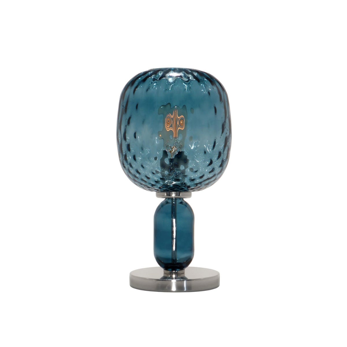 Hooray Harriet Table Lamp - Nickel, Marine Blue Tuft Glass