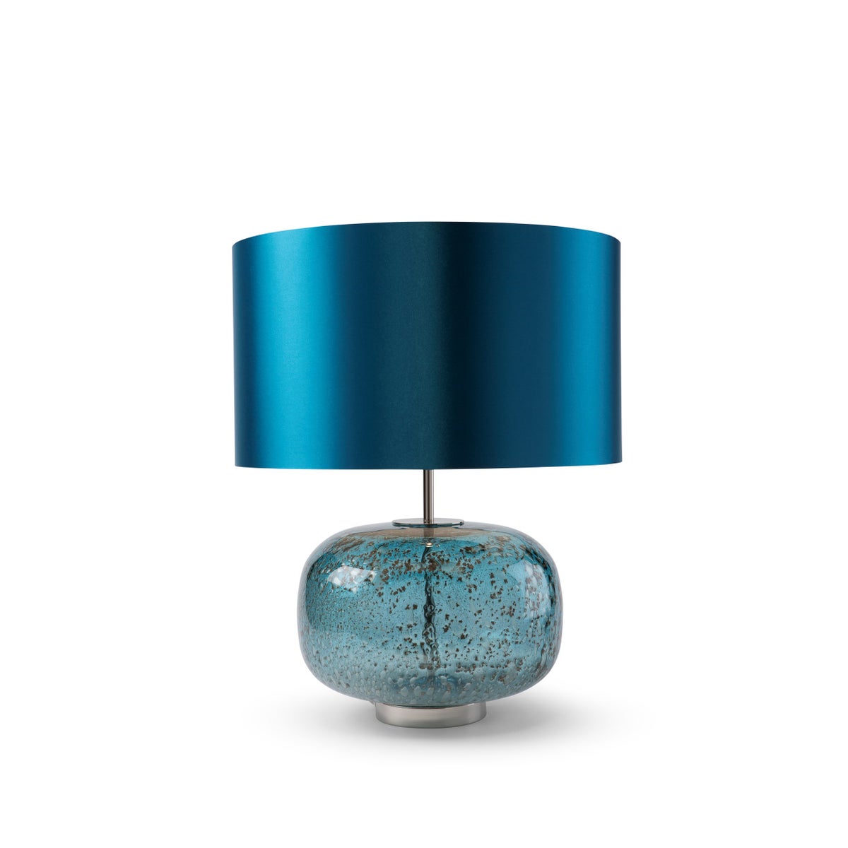 Jackie Table Lamp - Nickel, Blue Lava Glass