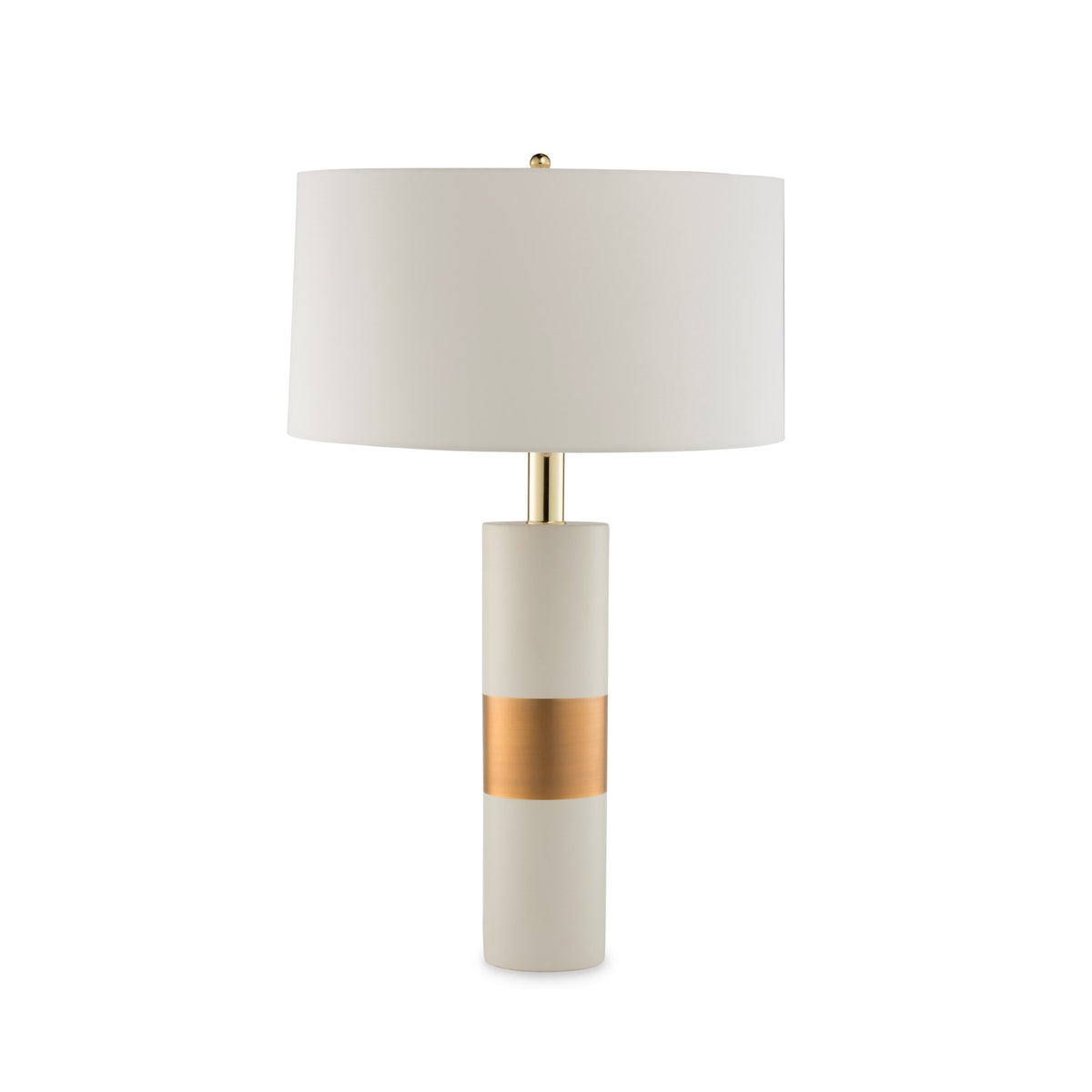 Obi Lamp - Ivory Ceramic, Gold Leaf Detail