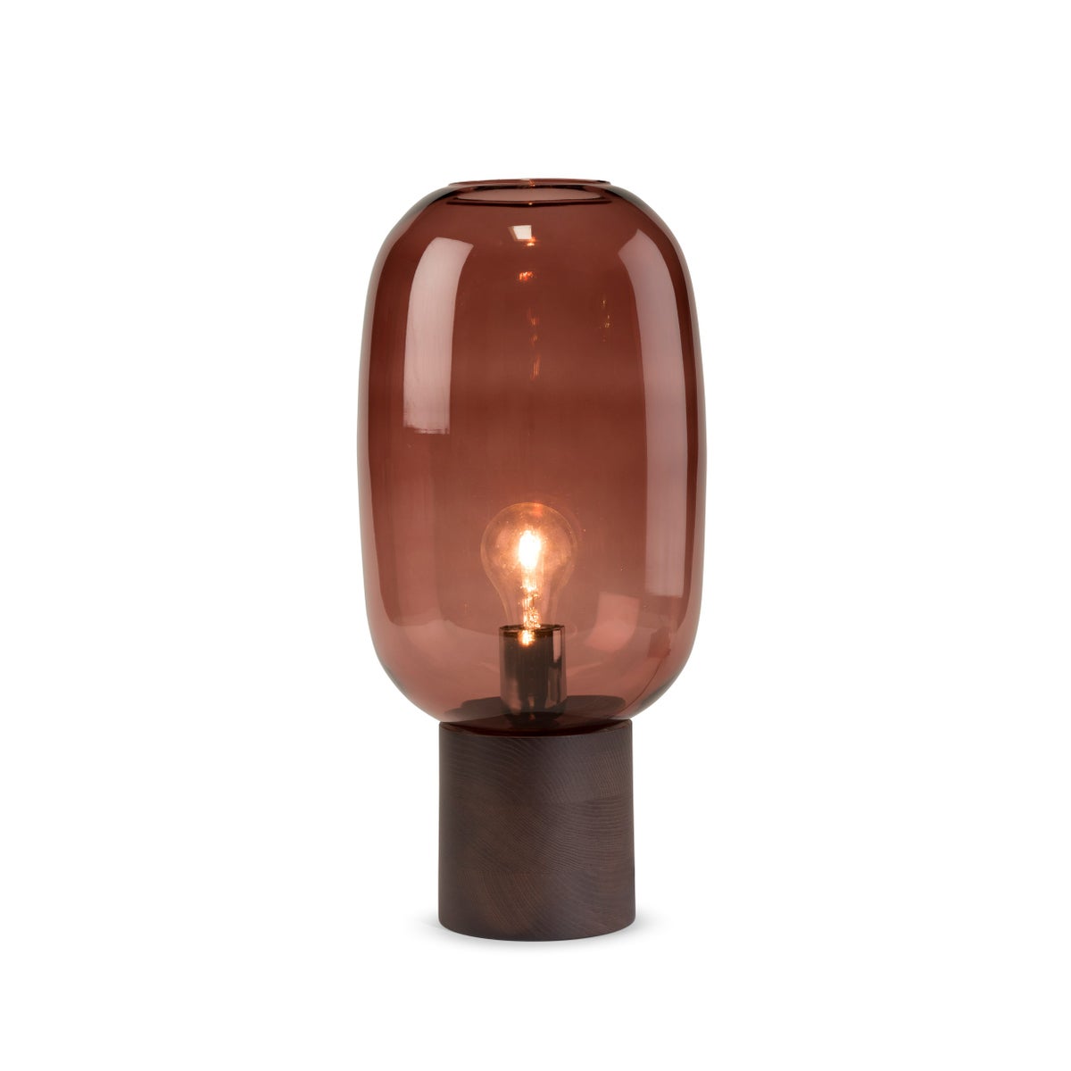 Pippa Table Lamp - Dark Wood, Marsala Glass