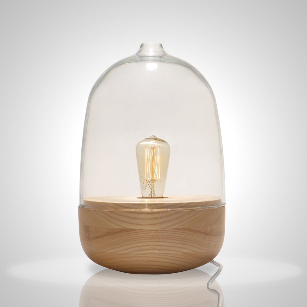 Georgie Table Lamp - Ash Wood, Cristale Glass