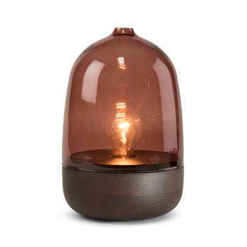 Georgie Table Lamp - Dark Wood, Marsala Glass