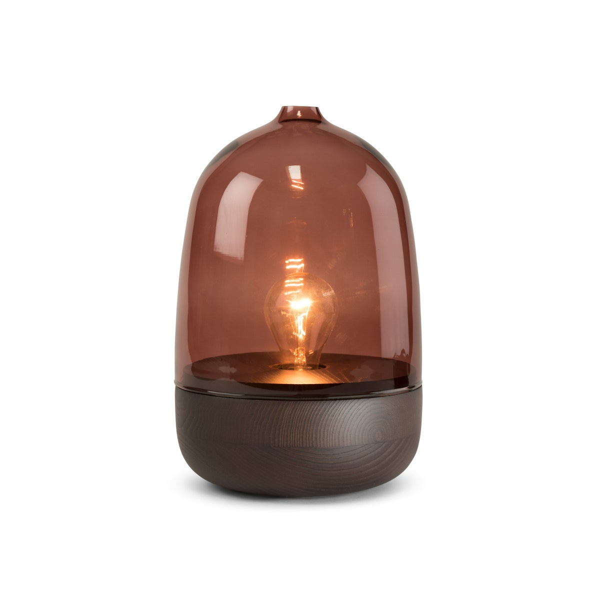 Georgie Table Lamp - Dark Wood, Marsala Glass