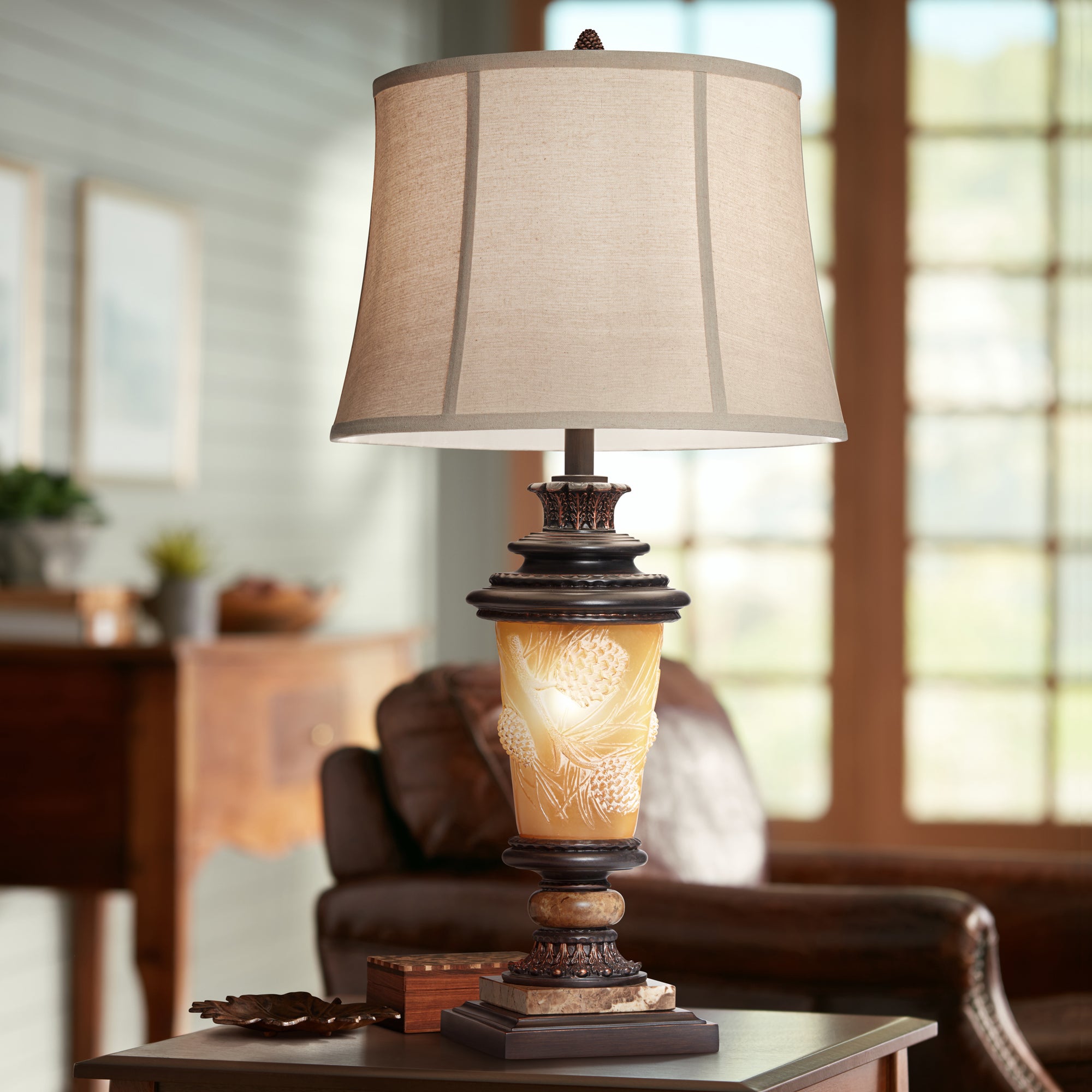 pine cone glow table lamp