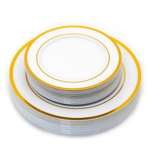 50pc Gold Rim Disposable Plate Dinner/Salad Set