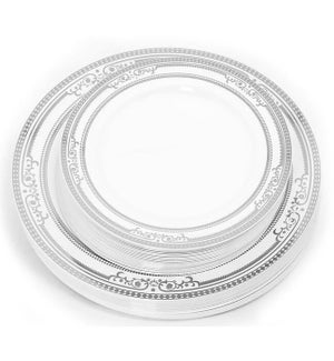 50pc Silver Luxury Disposable Plate Dinner/Salad Set