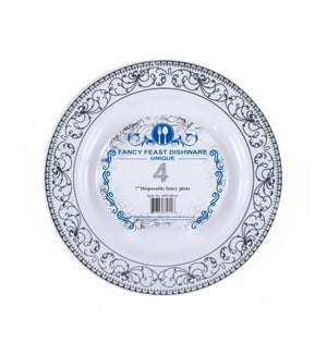 Disposable Dessert Plate Silver 7in 4PK.