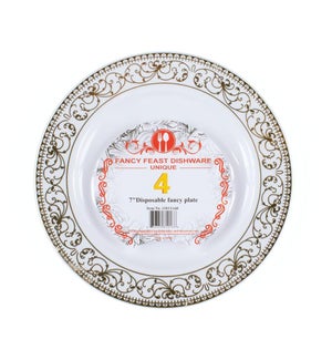 Disposable Dessert Plate Gold 7in 4PK.