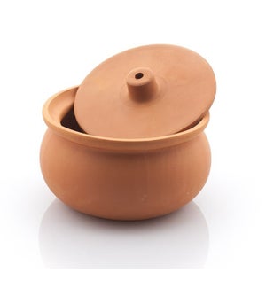 Clay Casserole with Lid, small size, natural 22x11cm