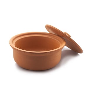 Clay Casserole with Lid, medium size, natural 24x12cm