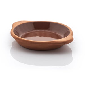 ROUND TRAY WITH HANDLE, 20x3 CM, (INNER BROWN GLAZED), 1 PCS, SHRINK