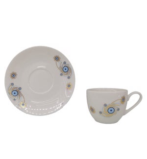 Coffee cup and Saucer 12pc Set 100cc Evil Eye/Peacock
