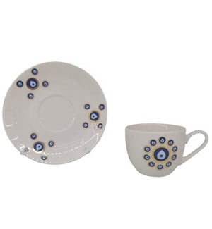Coffee cup and Saucer 12pc Set 100cc Evil Eye/Round