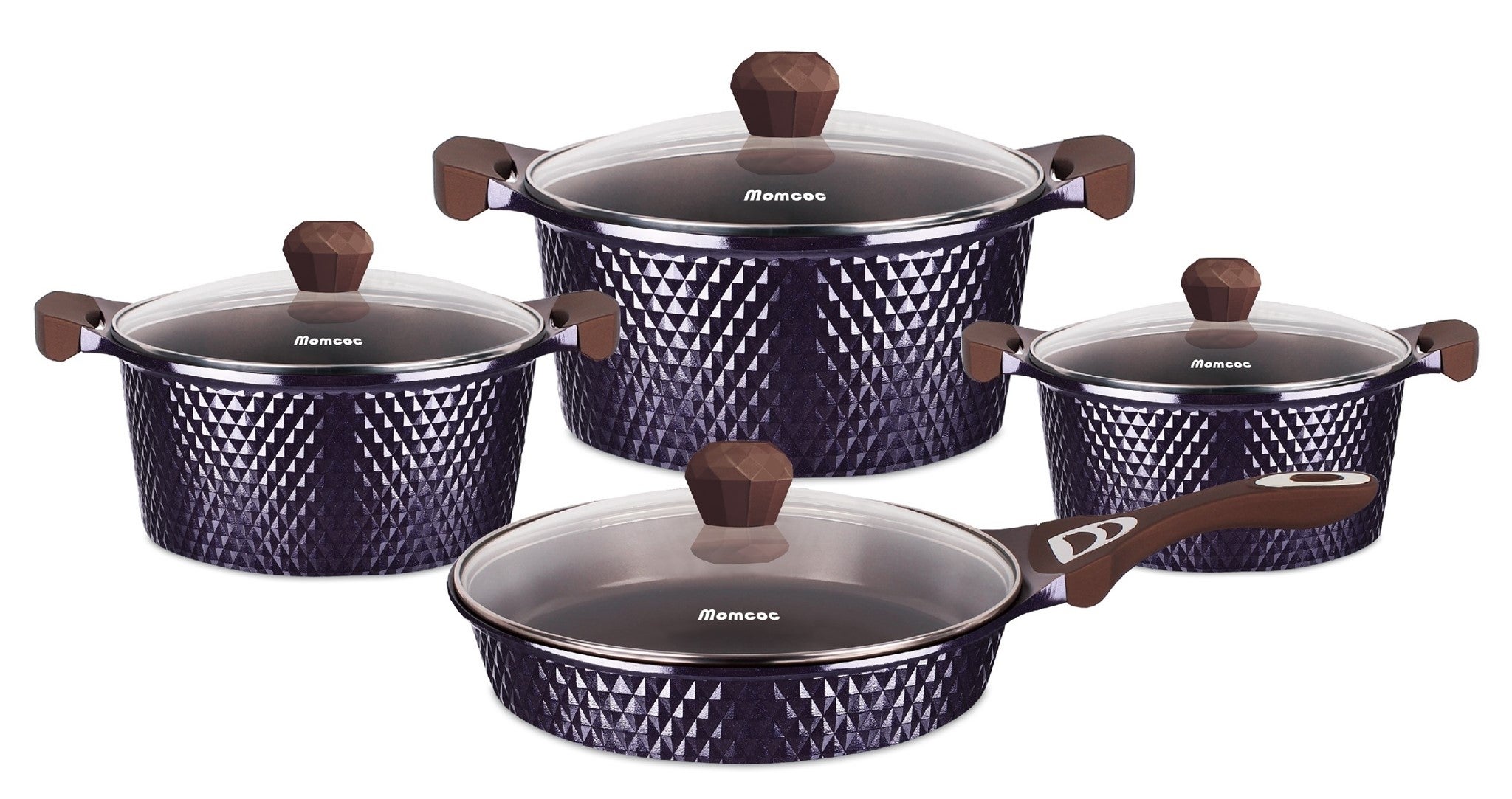Diamond Cut Alum Cast - 8pc Set - 3,6,10qt &11in Pan (Purple