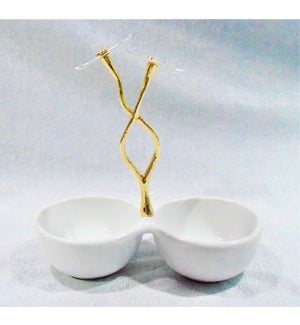 Nut Bowl 2 Porcelane and Brass 3.5in