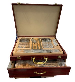 Cutlery set 84pc Service for 12 Gold & Silver