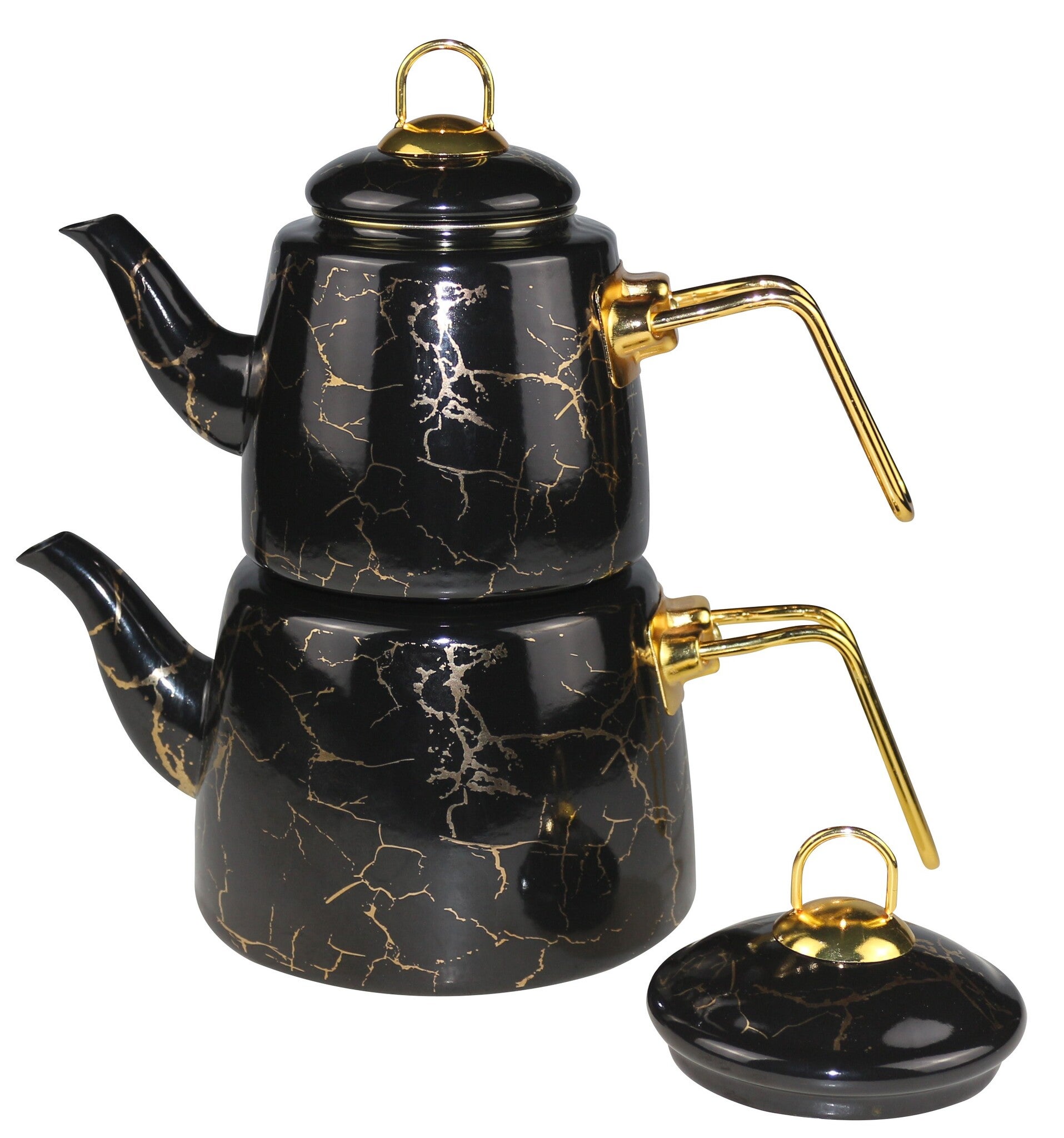 Black and White Marbled Enamel Tea Kettle