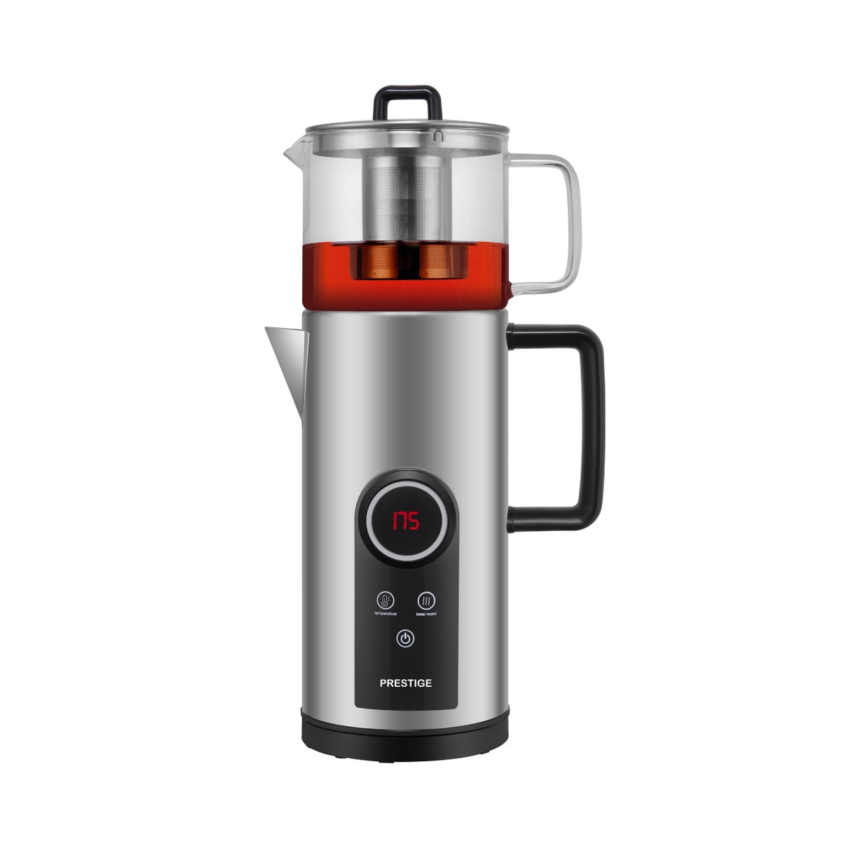 Electric Double Tea Kettle S/S 1.8L with 1L Glass Tea Pot. 1000W Keep Warm and Temperature Switch