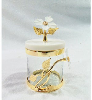 Glass Canister Small Marble Cover 4.5in