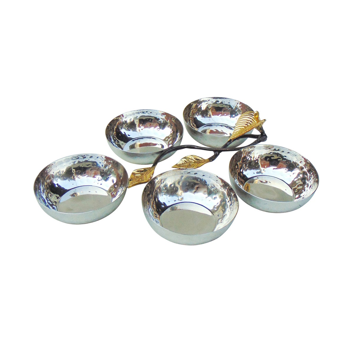 Nut Bowl of 5 S/S 3 tone