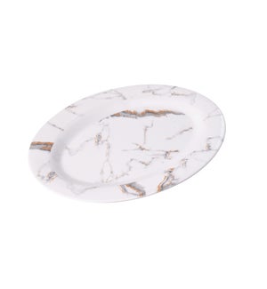 Melamine 14inch Oval Serving Plate Marble Design White