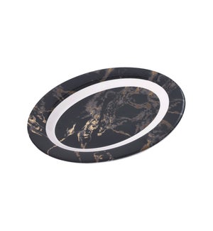 Melamine 14inch Oval Serving Plate Marble Design Black