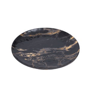 Melamine Dinner 11inch plate with dots Marble Design Black