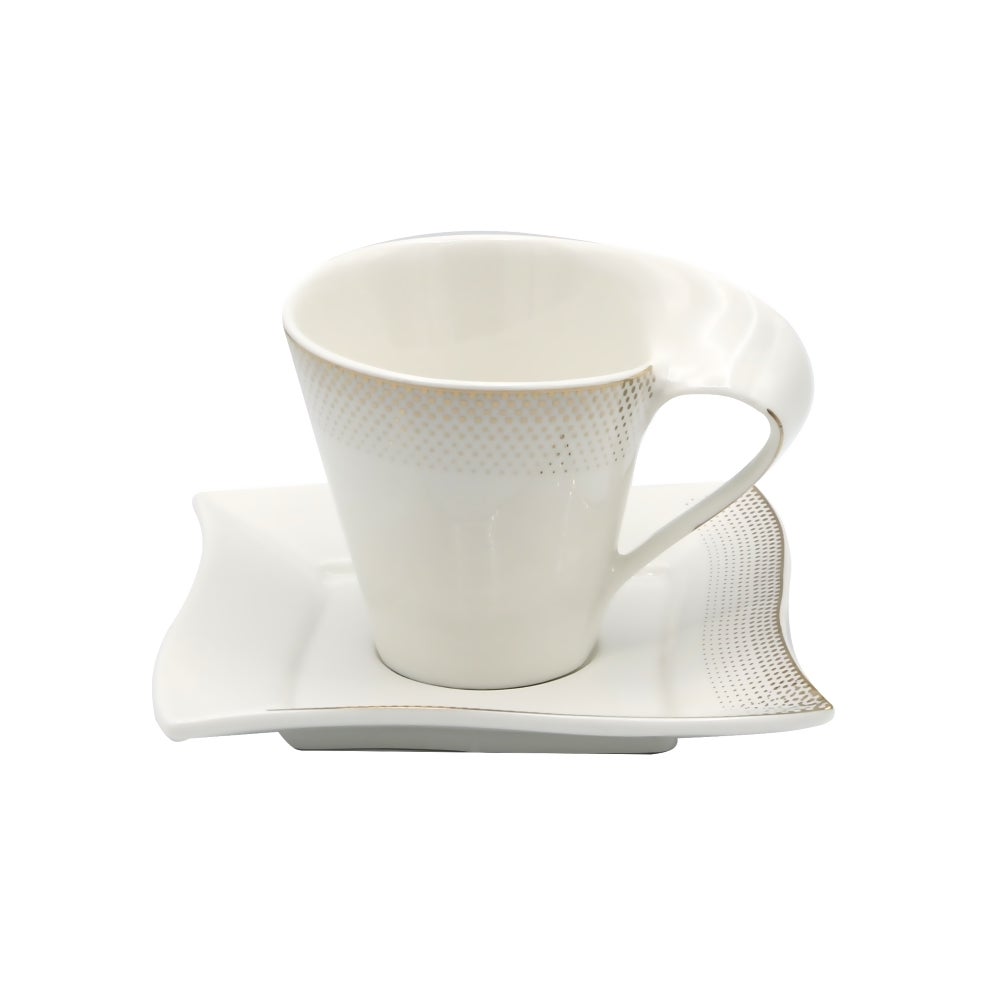 17pc Modern Tea Set-Bone China-w/Gold
