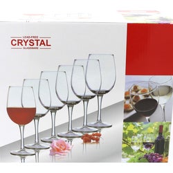 Wine Crystal Glass w/Rose Gold Stone filled Stem 6pcs